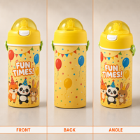 Bouteille d'eau sport pour enfants personnalisable, écologique, sans BPA, sans danger pour les aliments, avec paille et couvercle