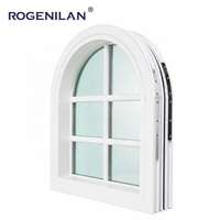 Fenêtres fixes arquées résistantes aux ouragans sur mesure de l'usine Rogenilan, fenêtres en aluminium à double vitrage Low-E avec grilles
