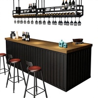Ensemble de comptoirs de réception en bois massif et structure en fer, design industriel, pour restaurant, café, salon de thé, coin d'accueil