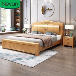 Lit double en bois de style chinois pour adultes, ensemble de meubles de chambre à coucher élégant, avec rangement, taille king, nouveau design, 2021 - Product Image 1