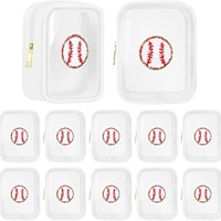 Sac de toilette JOYSUN en PVC transparent brodé avec des lettres, pour softball et baseball, grande capacité, sac de rangement, sac de voyage