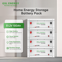 Batterie LiFePO4 GSL ENERGY 5kWh 10kW 48V, pack intelligent empilable avec BMS, 100Ah, pour système solaire domestique, montage sur rack, MSDS