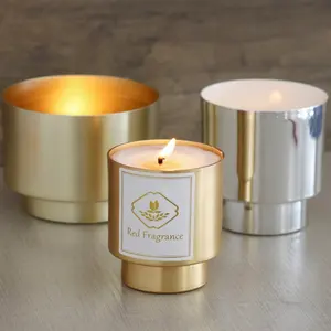 Atacado Empty Aluminum Candle Containers Logotipo personalizado Color Metal Candle Jar com tampa para fazer velas