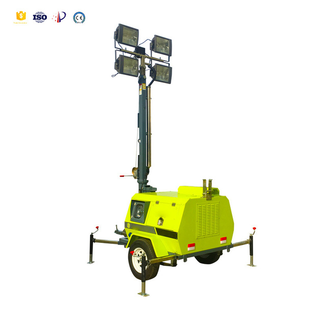 Factory Sale 500W LED Mobile Light Tower Engine Core Component Oil Generator 220V Output 1 Year Warranty for Efficient Road Work