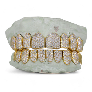 Custom 10 ON 10 VVS Moissanite <b>Diamond</b> Grillz Hip Hop <b>Teeth</b> Caps Iced Out Gold <b>Silver</b> Plated Luxury Grillz Jewelry for Men Women - Product Image 1