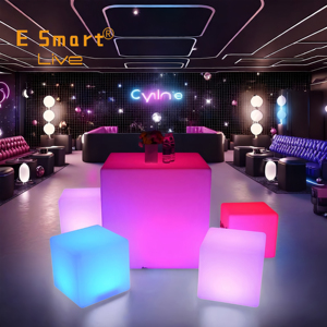 Plastic Furniture <strong>Outdoor</strong> Furniture LED Cube Lighting Cube Luminous Party Chair Tables Chairs for Event Party Wedding Garden - Product Image 4