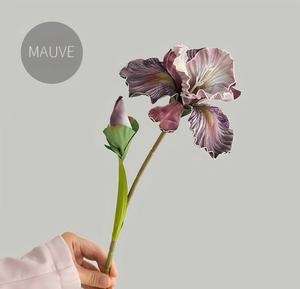 BF-IR03-1 Fleurs artificielles en latex faites à la main, haute qualité, 2 têtes, blanc, bleu, violet, toucher réel, pour la fête des Mères, vente en gros - Product Image 3