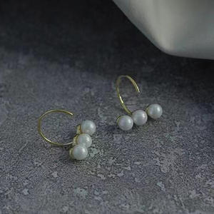 Boucles d'oreilles en argent S925 avec perles DIY, boucles d'oreilles de reine avec support vide pour diamant unique, perles rondes de 8 à 10 mm, boucles d'oreilles à clous tendance - 21636 - Product Image 2