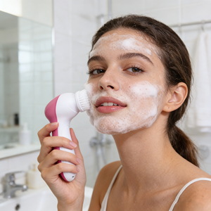 Brosse nettoyante pour le visage 5 en 1, exfoliant électrique pour le visage avec 5 têtes de brosse remplaçables pour un nettoyage en profondeur - Product Image 2