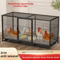 Jaula y gallinero para pollos de uso doméstico, de malla de alambre engrosada anti-visones, tubo cuadrado con ruedas para cría de pollos, espaciado de 2 cm