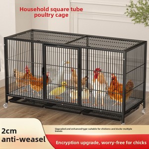 <span class=keywords><strong>Cage</strong></span> et poulailler pour poulets domestiques, en treillis métallique épaissi anti-écureuil, tube carré <span class=keywords><strong>avec</strong></span> roues pour l'élevage de poulets, espacement des mailles de 2 cm - Product Image 4