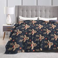 Couverture en flanelle personnalisée motif cerf de Noël couverture de lit/canapé antistatique douce et chaude lavable pour un appel festif