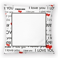 Housse de coussin personnalisée à un seul panneau avec impression I LOVE YOU en polyester par sublimation