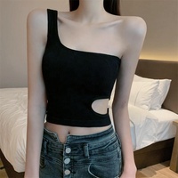 Débardeur Femme Épaule Unique Taille Haute Style Doux et Tendance pour Jeunes Filles