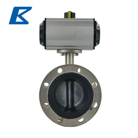 Vanne papillon à bride à actionnement pneumatique en acier inoxydable SS304 avec corps et disque en acier inoxydable, siège en EPDM à joint souple, PN16/CLASSE 150LB, pour eau, huile, gaz