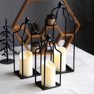 LANJO 3 pack Geometric Metal LED candle Holders Minimalists Hanging Lamp <b>Table</b> Centerpieces Iron Hanging Holders - Product Image 2