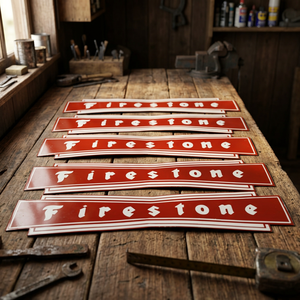 Plaque signalétique rectangulaire en métal Fire Stone découpée sur mesure, impression sérigraphique rouge et blanc, panneau publicitaire - Product Image 6