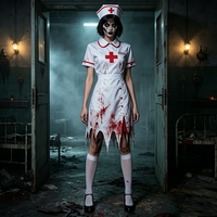Costume d'infirmière sanglante d'horreur pour femmes, robe blanche déchirée, déguisement fantaisie de zombie pour Halloween