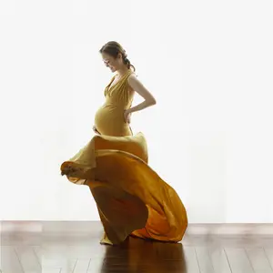 De gros robe de maternité 4 mois-Robe de maternité Vintage en dentelle, vêtements pour séance Photo, en lin, pour femmes enceintes, idéal pour le mariage