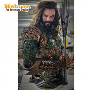 Escultura de Resina Hecha a Mano de la Liga de la Justicia de DC, Aquaman con Tridente, Busto de Aquaman de Anime - Product Image 1