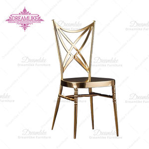 Istiflenebilir otel sandalyeleri toptan düğün mobilyası demir çerçeve ziyafet sandalye altın düğün etkinlik sandalyesi - Product Image 3
