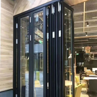 Porte pliante accordéon française à double vitrage pour patio, porte commerciale en aluminium à double battant, insonorisée, isolante thermique, pour cuisine