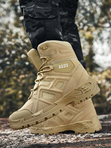 Scarponi Tattici da Uomo Alti Impermeabili per Allenamento ed Escursionismo, Taglie Grandi, Invernali ed <span class=keywords><strong>Estivi</strong></span>, in Gomma Antiscivolo, in Pelle Scamosciata Leggera - Product Image 3