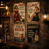 Plaques murales décoratives vintage en métal personnalisées avec impression UV pour bars, pubs et bars à boissons, faible MOQ