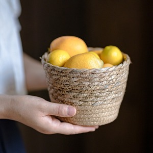 Handmade Straw Woven <b>Baskets</b> Round <b>Small</b> Food Container Storage <b>Basket</b> Desktop Decorative Pen Holder Gift Item - Product Image 2