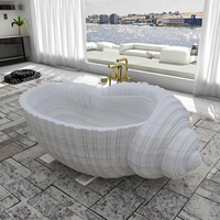 Nouvelle conception de baignoire en marbre sculptée à la main en forme de coquille pour salle de bain