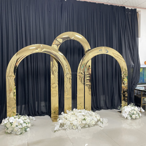 إطار زفاف ذهبي، حامل خلفية زفاف من الفولاذ المقاوم للصدأ، قوس زفاف، خلفية لفعاليات الزفاف - Product Image 5
