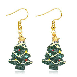Wholesale Gold Plated Alloy Zircon <b>Christmas</b> Tree Snowflake Bell Drop Dangle Pendant <b>Earrings</b> Holiday Party Jewelry Women - Product Image 4