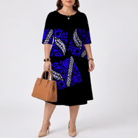 Robe d'été décontractée pour femme, coupe trapèze, longueur genou, en polyester, style vintage, pour le bureau, à manches courtes, tendance, respirante, imprimé hawaïen