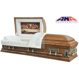 ANA solid oak American style Luxury Funeral Wooden Poplar coffin Caskets for adult