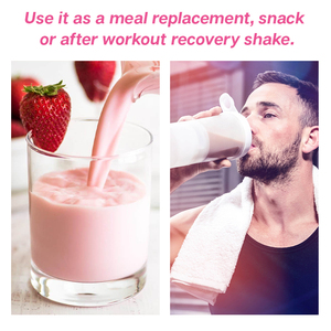 Bouteille <span class=keywords><strong>shaker</strong></span> étiquette personnalisée superaliments à base de plantes nutriments remplacement de repas fraise protéine shake en poudre - Product Image 4