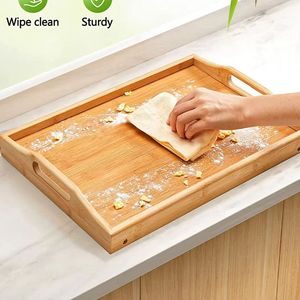 Wooden Folding Tray With Handles Portable <b>Foldable</b> Easy Clean Durable Serving Tray For Breakfast Snacks Computer <b>Desk</b> Use - Product Image 1