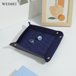 WEIMEI Custom Logo Luxury Velvet Foldable Snap Tray Wholesale Diamond Quilted Counter <b>Ring</b> Earring Jewelry Display Tray - Product Image 4