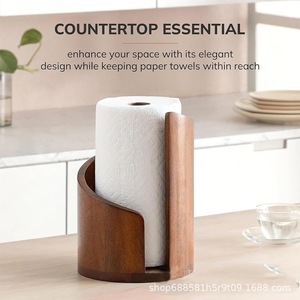 Wooden <b>paper</b> towel holder, <b>kitchen</b> countertop disposable dishcloth/toilet <b>paper</b> roll holder, upright washcloth holder. - Product Image 3