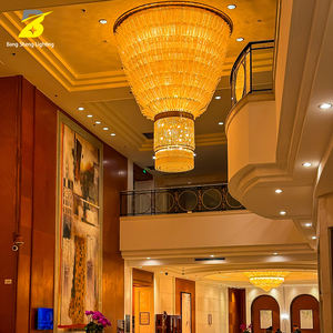 Lustre en cristal à feuilles dorées de luxe - Luminaire suspendu pour <span class=keywords><strong>grand</strong></span> escalier, idéal pour hall d'hôtel 5 étoiles et <span class=keywords><strong>casino</strong></span> - Product Image 5