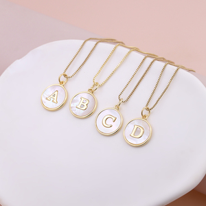 Collana con ciondolo a forma di lettera in conchiglia bianca placcata <span class=keywords><strong>oro</strong></span> 18 carati, minimalista, da A a Z, gioiello alla moda, regalo di compleanno - Product Image 5