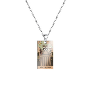 Roestvrijstalen Kraag De Acero Inoxidable Niet-Aantasting Mode Sieraden Schattige Wasbeer Art <span class=keywords><strong>Tarot</strong></span> Kaart Hanger Kettingen - Product Image 6