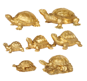 Statues de tortue et de dragon porte-bonheur Feng Shui traditionnel chinois 2025, articles bouddhistes en laiton doré, techniques de moulage métallique faites à la main - Product Image 4