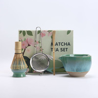 Bol à matcha en céramique japonaise artisanale, bol à matcha et support pour fouet, coffret cadeau de démarrage pour le thé japonais
