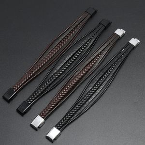 Vente en gros de bijoux de luxe pour hommes, fermoir magnétique tressé vintage, bracelet en cuir noir pour hommes - Product Image 6