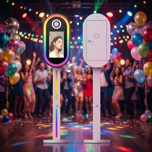 2026 Selfie 15.6 Pollici Touch Photobooth DSLR Photo Booth Magic Mirror con Schermo LCD, Struttura Ovale in Metallo, Stampa Self-Service - Product Image 4