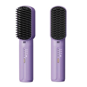Peigne chauffant électrique portable à ions négatifs, rechargeable par USB, sans fil, fer à lisser mini, brosse lissante pour cheveux, marque privée - Product Image 1