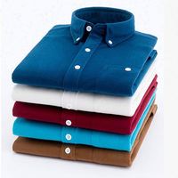M-5XL Homme Nouvelle Mode Hauts Vêtements en Velours Côtelé Couleur Unie Manches Longues pour Chemise Polo à Col Revers Boutonnée Anti-Plis Automne Décontracté