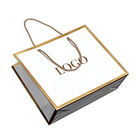 Sacs cadeaux en papier de luxe personnalisés avec impression de logo, sacs de shopping recyclables pour boutique, emballage blanc et noir pour bijoux et vêtements