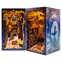 Hamaileon DIY Magic Academy Miniature House Bookshelf Insert LED Bookend Kit for Adults Customizable for Dollhouse Decoration