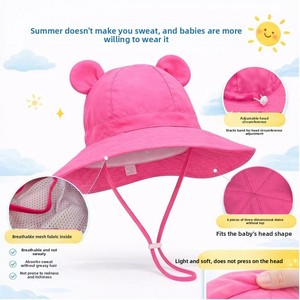 Chapeau de pêcheur en polyester pour bébé avec oreilles d'ours, <span class=keywords><strong>casquette</strong></span> de protection solaire pour nourrisson - Product Image 1